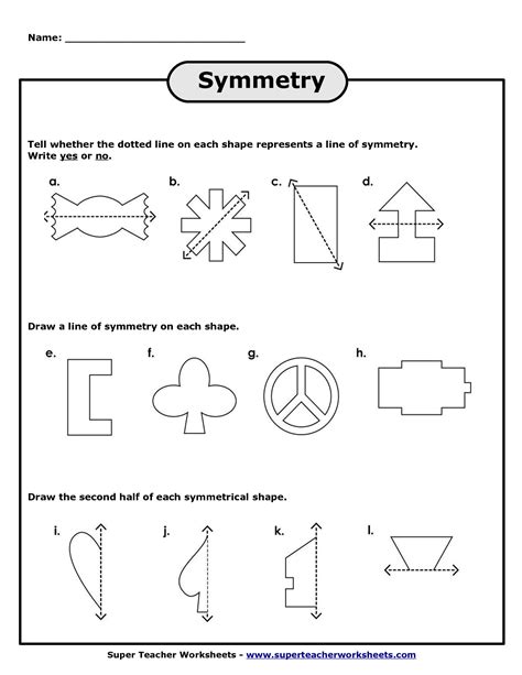line of symmetry worksheet grade 7